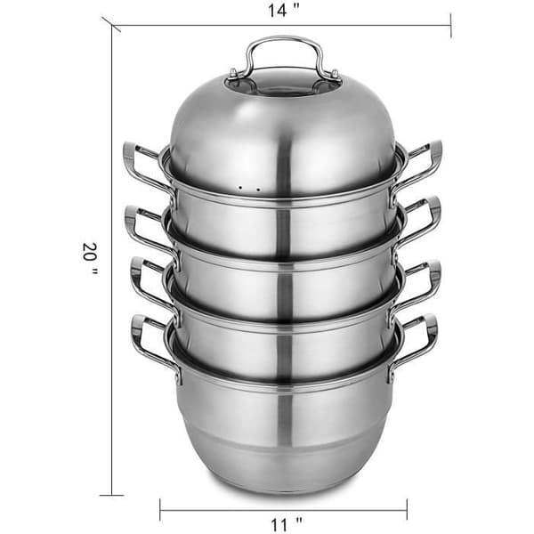 VEVOR 5 nivåer 28 mm ångbåtsugn Ångkokare Dumpling Steamer Spis i rostfritt stål Kommersiell spis Rostfri S[9898]