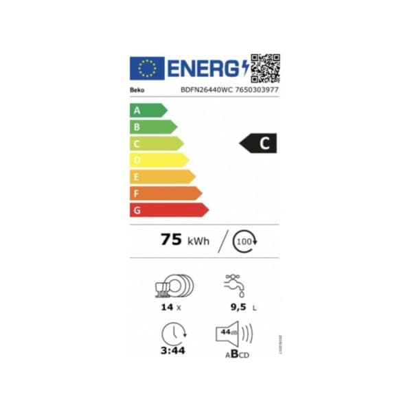 Oppvasker BEKO BDFN26440WC 60 cm