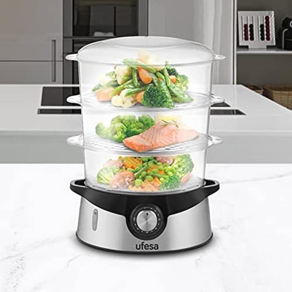 Ångkokare - UFESA - CV4000 - 800W - 3 Stapelbara Brickor - Kapacitet 9L