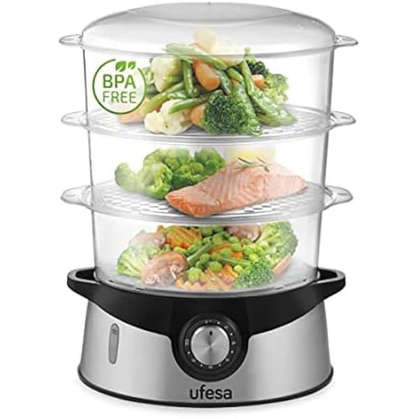 Ångkokare - UFESA - CV4000 - 800W - 3 Stapelbara Brickor - Kapacitet 9L