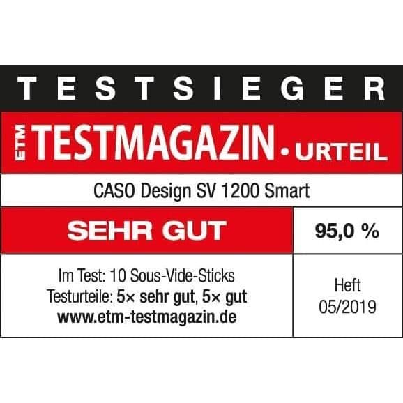 CASO SV 1200 Smart Sous Vide Cooker, snabb uppvärmning tack vare en effekt på 1200 W