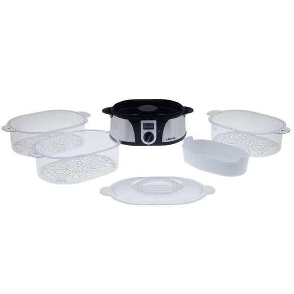 Elektrisk ångkokare - HKOENIG - VAP12 - 12 liter - 60 minuters timer - Transparent / Rostfritt stål