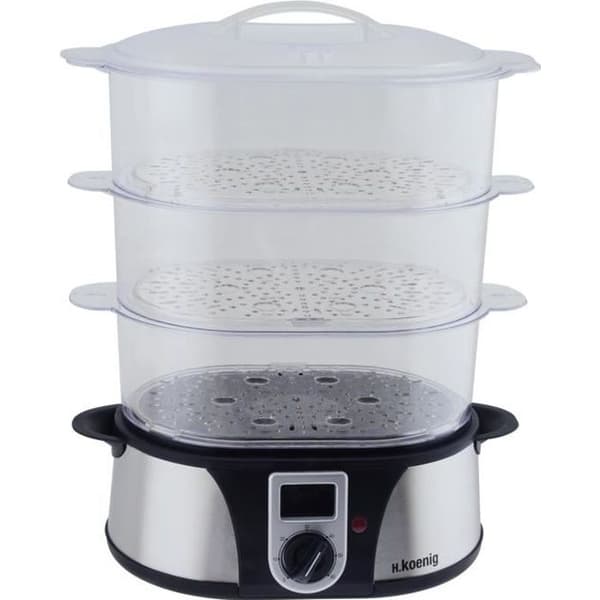 Elektrisk ångkokare - HKOENIG - VAP12 - 12 liter - 60 minuters timer - Transparent / Rostfritt stål