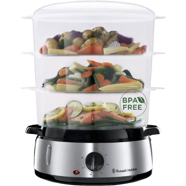 Ångkokare RUSSELL HOBBS - 19270-56 - Kapacitet 9L - 3 ångkorgar - Timer upp till 60min - Tillbehör ingår - 800W