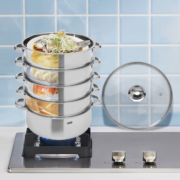 5-lags rustfrit stål damper, stor kapacitet design, sundere madlavningsmetoder, nem at rengøre