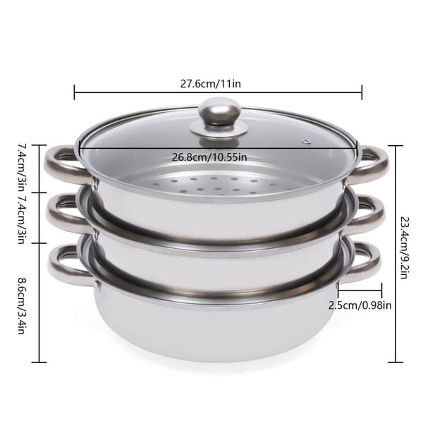 3-lags damper, rustfrit stål konstruktion, gennemsigtig låg,Sølv
