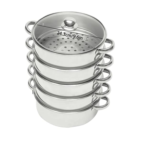 5-tasoinen höyrykeitin, ruostumaton teräs, astianpesukoneen kestävä, monikäyttöinen,Vaaleanharmaa