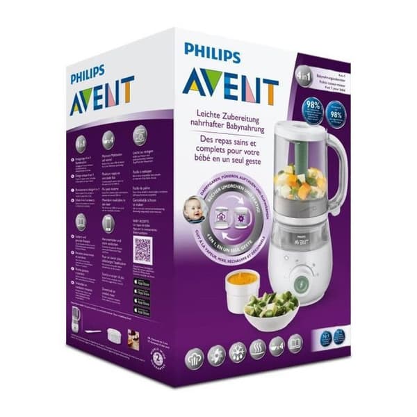 PHILIPS AVENT 4-i-1 barnmatsmaskin - Ångkokning - Blandning - Värmning - Upptining