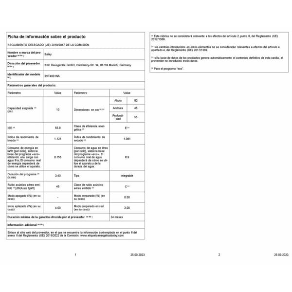 Opvaskemaskine Balay 3VT4031NA 45 cm Indlejret