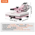 Miniatyrbild 2 av 2: Värmepressmaskin, 15 x 15 tum värmeplatta, 1400W effekt,Rosa