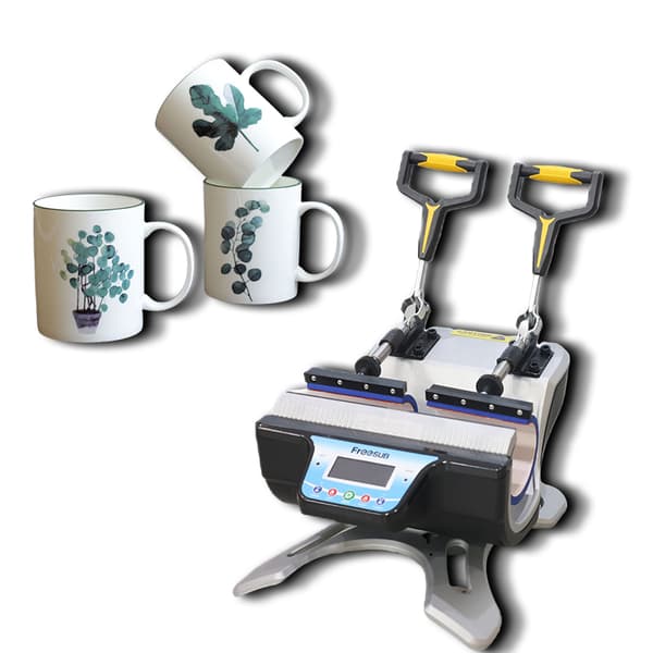 Dubbel station kopppressmaskin, mångsidig för 10OZ till 17OZ muggar, effektiv uppvärmning, användarvänlig design