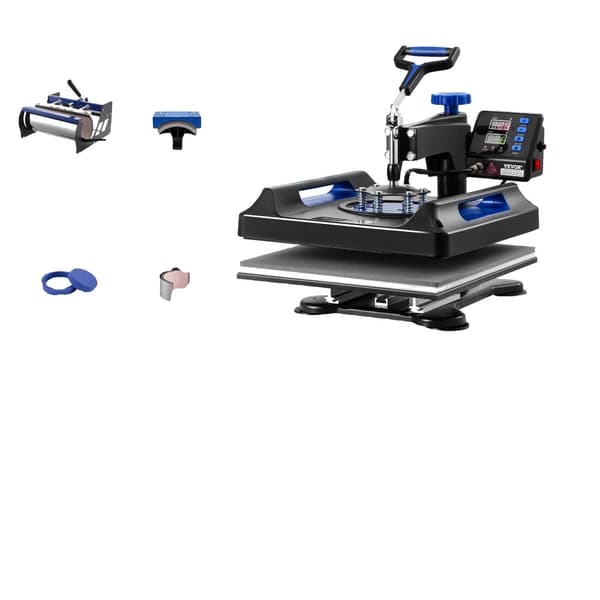VEVOR Varmepresse Maskine, 15x15 tommer, 8-i-1 Funktionalitet, Sikker Swing-Away Design,15x15 tommer 8i1 B Blå