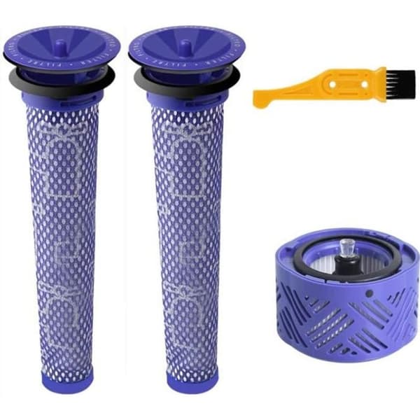 HEPA-filter för V6 + 2 ersättningsförfilter som är kompatibla för Dyson DC 58-59-61-62-74-V6-V7-V8 dammsugare + rengöringsborste