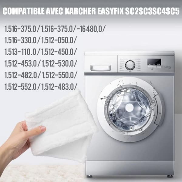 Set med 5 mikrofiberdukar som är kompatibla med Karcher Easy Fix SC2 SC3 SC4 SC5, ersättningsservetter för ångtvättar, moppar