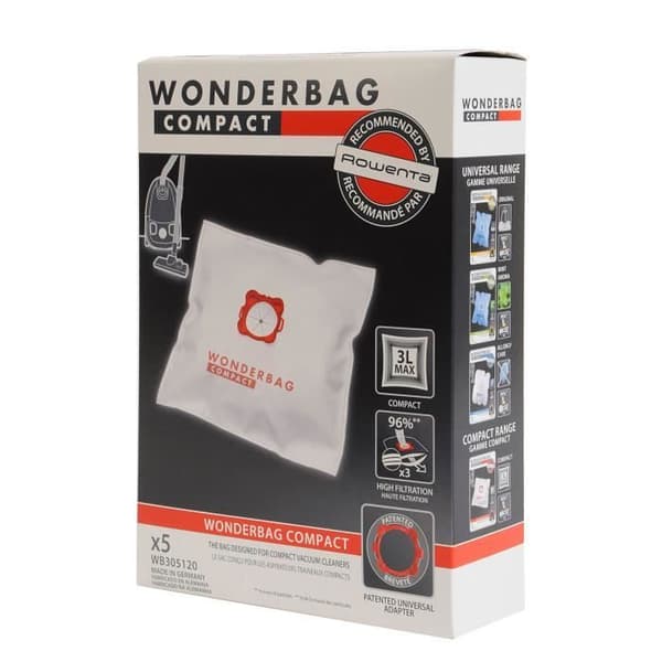 ROWENTA Box med 5 Wonderbags Compact WB305120 mikrofiberpåsar - för burkdammsugare