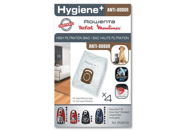 ROWENTA - Set med 4 påsar för dammsugare ZR200720 - Typ: Hygien +