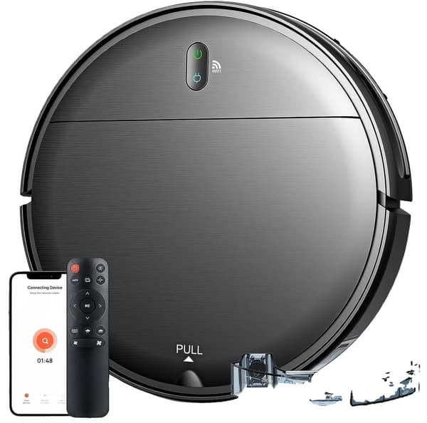 BR151 Robotstøvsuger, Kraftfuld 6000Pa Sugeevne, Smart App Kontrol,EU, SORT ROBOT