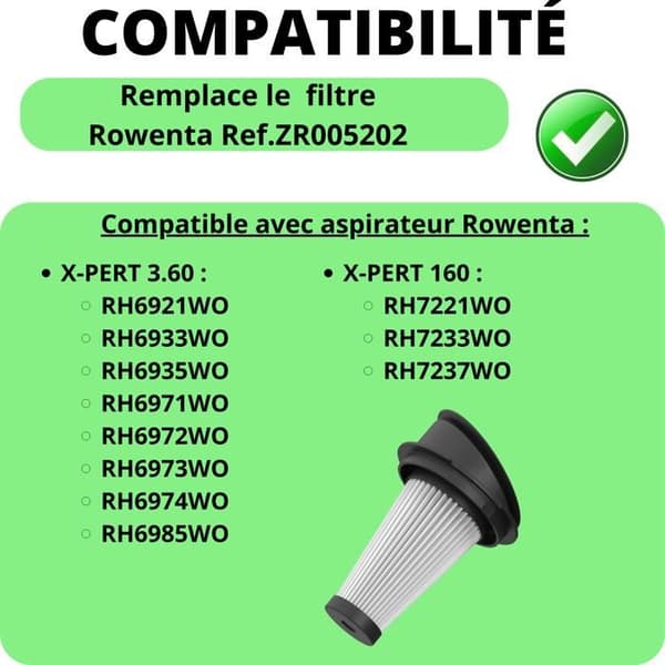 Filter - Rowenta - ZR005202 - Pack of 2 - Compatible X-PERT 3.60 and X-PERT 160 - White