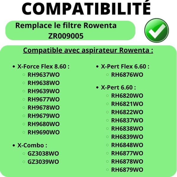 Filtrera - Rowenta - ZR009005 - Paket med 2 - Kompatibel med X-Force och X-Pert - Dammsugare