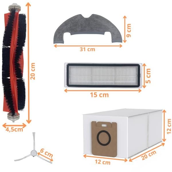 Packtillbehör för Dream D10 Plus/L10 Plus/Z10 Pro - Väska/Filt/Trasa/Sidoborste/Utrullningsverktyg Phonillico®