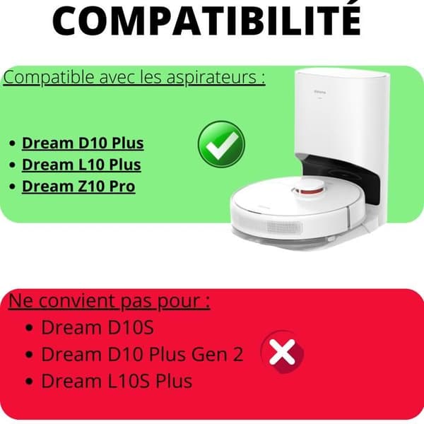 Packtillbehör för Dream D10 Plus/L10 Plus/Z10 Pro - Väska/Filt/Trasa/Sidoborste/Utrullningsverktyg Phonillico®