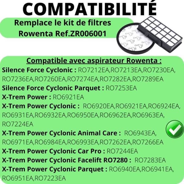Filtres för dammsugare Rowenta - PHONILLICO - ZR006001 - Silence Force Cyclonic - X-Trem Power Cyclonic