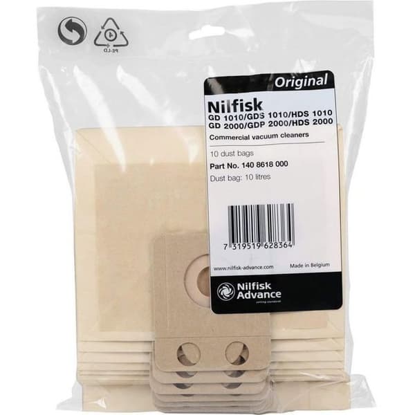 SET MED 10 PAPPERSPÅSAR 10L FÖR NILFISK DAMSUGARE - BVMPIECES