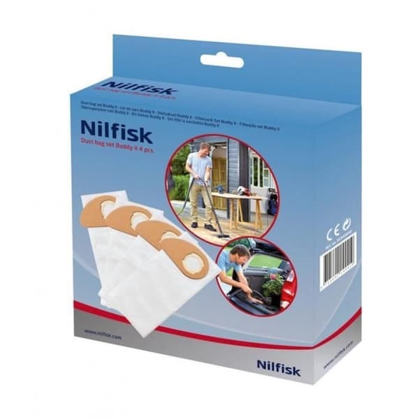 SET MED 4 SYNTETISKA PÅSAR FÖR NILFISK DAMSUGARE - BVMPIECES