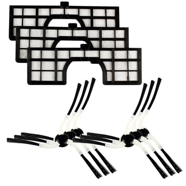 3 TVÄTBARA HYGIENFILTER + 6 MRK02 SIDOBORSTAR ANPASSNINGSBARA TILL SAMSUNG NAVIBOT 9001673921 ROBOTDAMMSUGARE