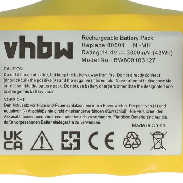 vhbw Batteri robotstädning (3000mAh, 14,4V, NiMH) kompatibel med iRobot Roomba serierna 500, 600, 700, 800, 900