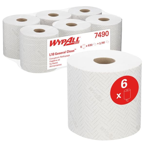 Essuie-tout - WYPALL - L10 - Bobin med central avveckling - Vit - Förpackning med 6 Bobiner