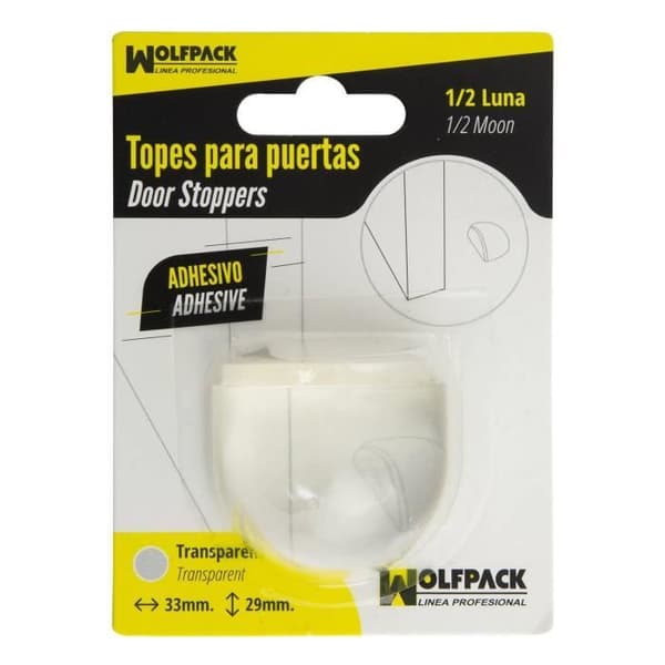 Dörrstopper - Transparent - Halvmåne - 42x40x20 mm - Adhesiv - Vit