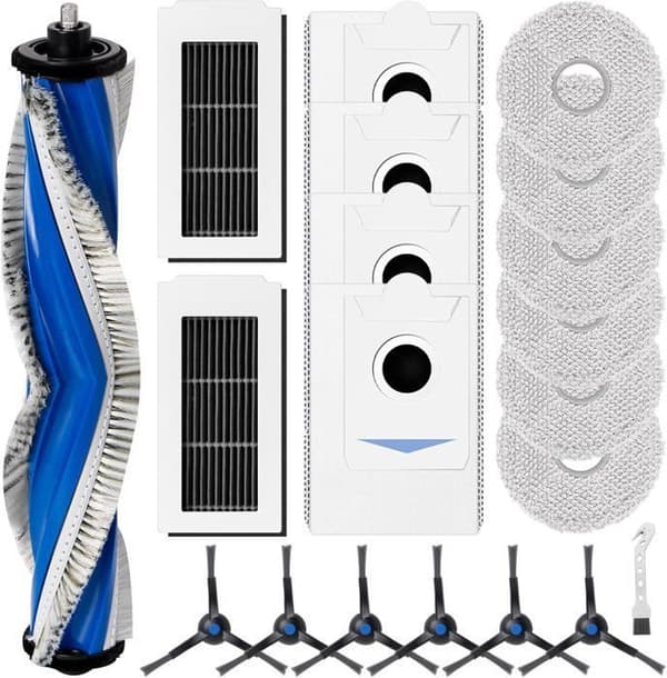20PCS-Kit med tillbehör kompatibel med robotdammsugare ECOVACS DEEBOT X5 Omni/X5 - 1 rullborste, 6 moppdukar, 4 dammsugarpåsar