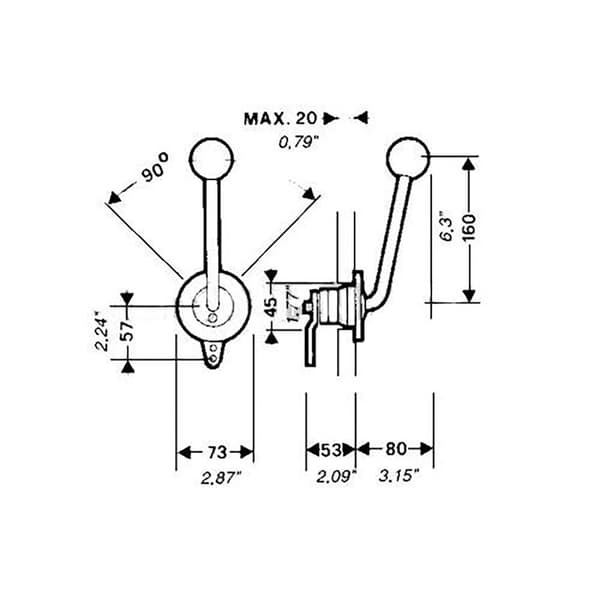 Ultraflex Enkel Motorkontroll Med Spak B35 Silver