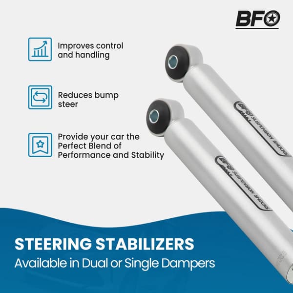 Dual Steering Stabilizer, Passer til Jeep Wrangler TJ/LJ & Cherokee XJ, Reducerer vibrationer i forenden, Forbedrer køreoplevelsen
