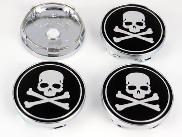 Dödskalle Centrumkåpor till fälgarna 60mm passar 57mm hål 4-pack