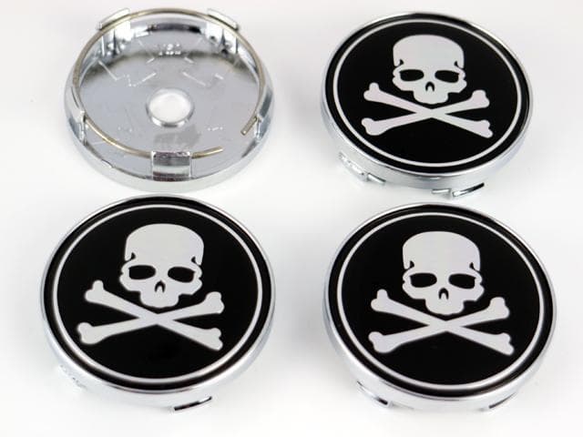 Dödskalle Centrumkåpor till fälgarna 60mm passar 57mm hål 4-pack