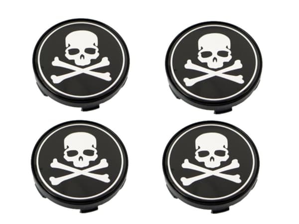 Pirat Centrumkåpor 60mm (passar 57mm hål) dödskalle 4-pack