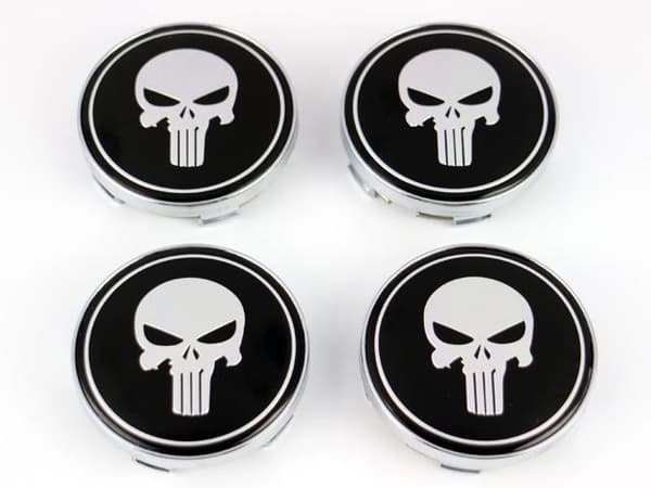 Dödskalle Centrumkåpor till fälgarna 60mm passar 57mm hål 4-pack