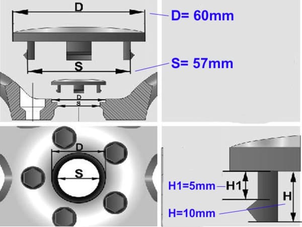 Dödskalle Centrumkåpor 60mm (passar 57mm hål) 4-pack