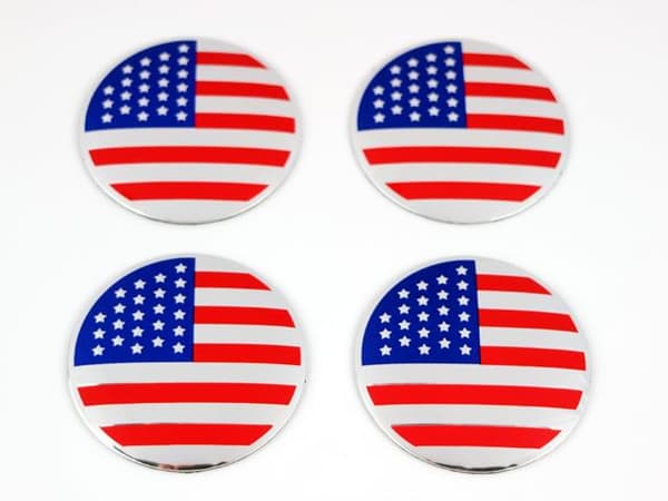 USA hjulnav emblem till fälgar och centrumkåpor 4-pack styling