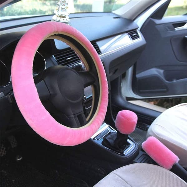INF Rattmuff och överdrag för handbroms och växelspak Plysch Rosa