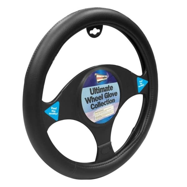 Streetwize Leather Trim Steering Wheel Cover Black 37cm - 39cm Streetwize Leather Trim Steering Wheel Cover Black 37cm - 39cm
