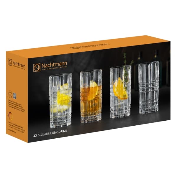 Square Longdrink Glass 44cl, 4-pack - Nachtmann