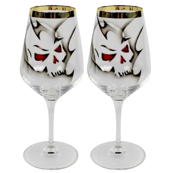 Skull Wine Glass Gold 35cl, 2-pack - Nybro