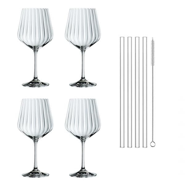 Feel Good Gin & Tonic 64cl 4-pack, Incl Straw & Brush - Nachtmann