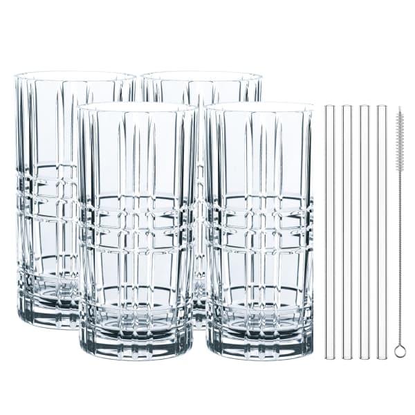 Square Highball glass + Straw 44,5cl 4-pack - Nachtmann