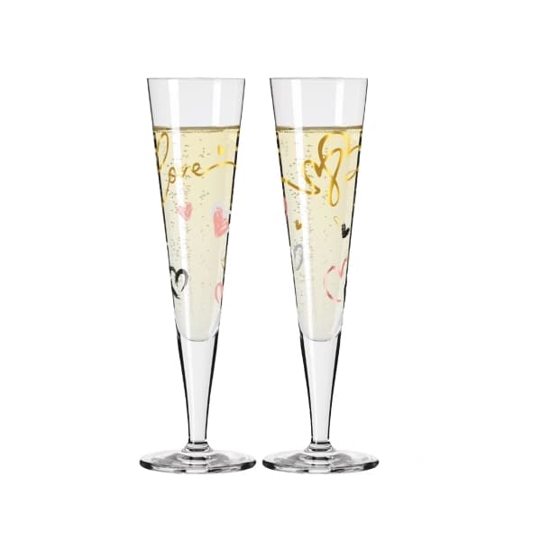 Goldnacht Champagne Glass Love 20cl, 2-pack - Ritzenhoff