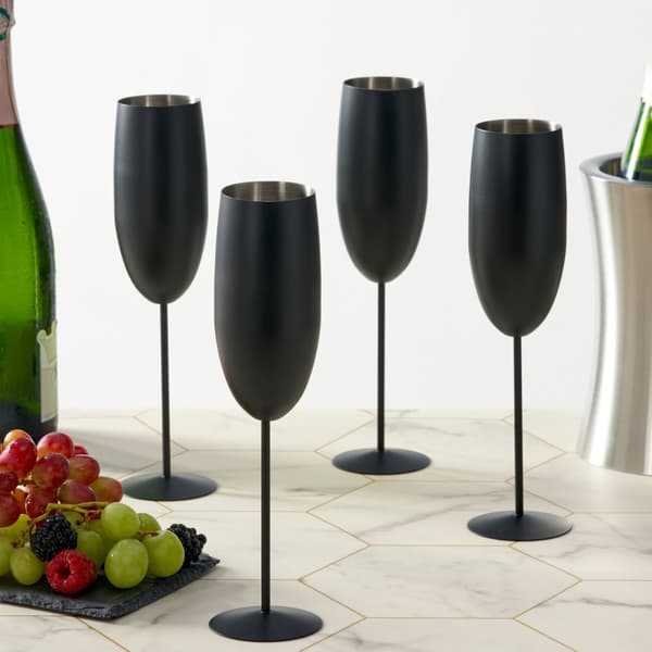 Champagneglas mattsvart 28,5cl 4-p
