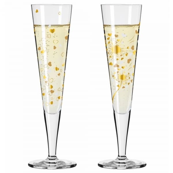 Goldnacht Champagne Glass Celebrate Love 20cl, 2-pack - Ritzenhoff